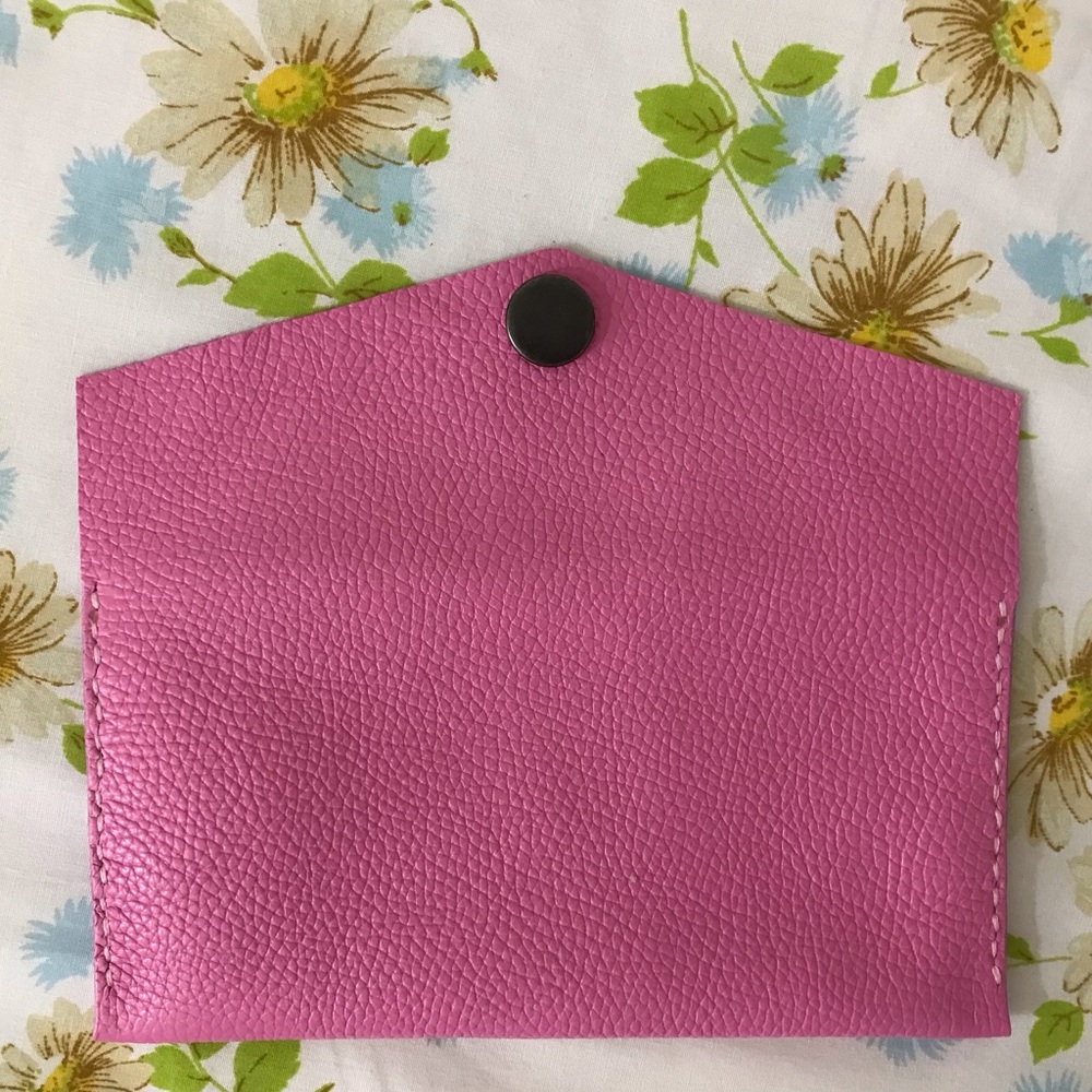 Handmade Pink Genuine Leather Envelope Clutch - Picture 4 of 5